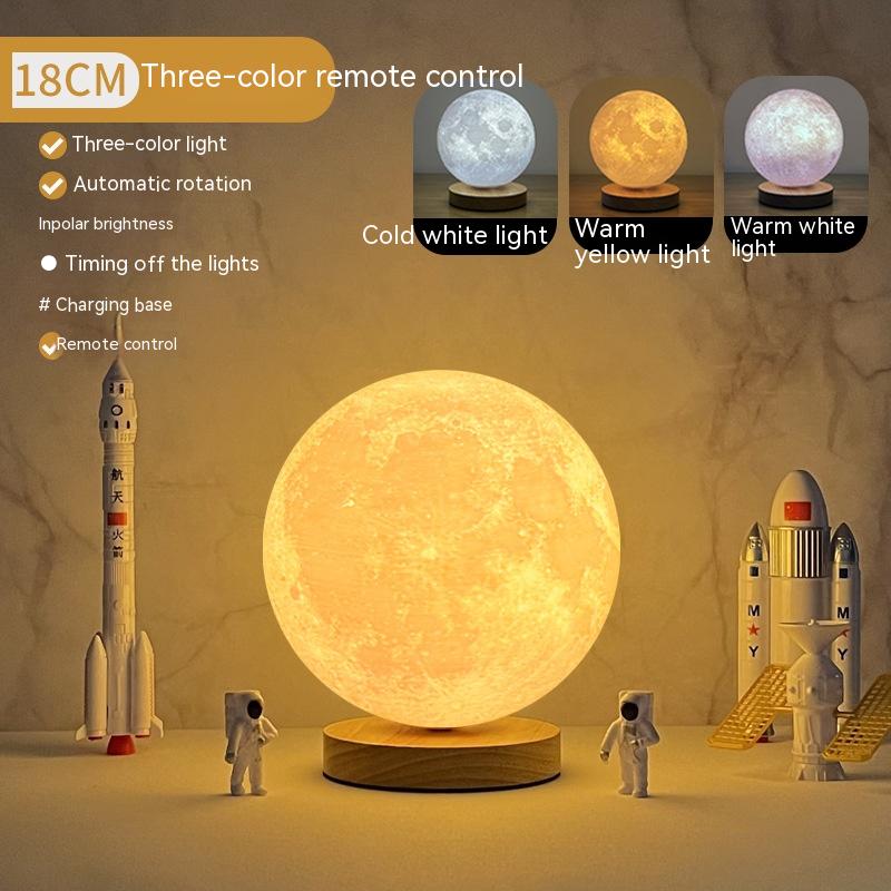 3D Magnetic Floating Moon Lamp (16 Colors, Remote)