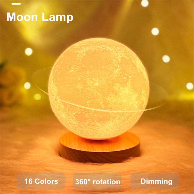 3D Magnetic Floating Moon Lamp (16 Colors, Remote)