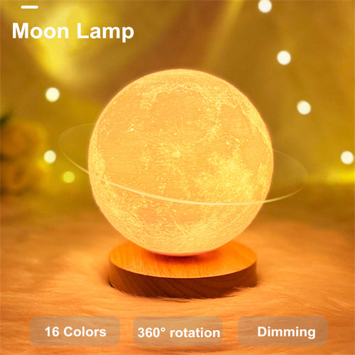 3D Magnetic Floating Moon Lamp (16 Colors, Remote)